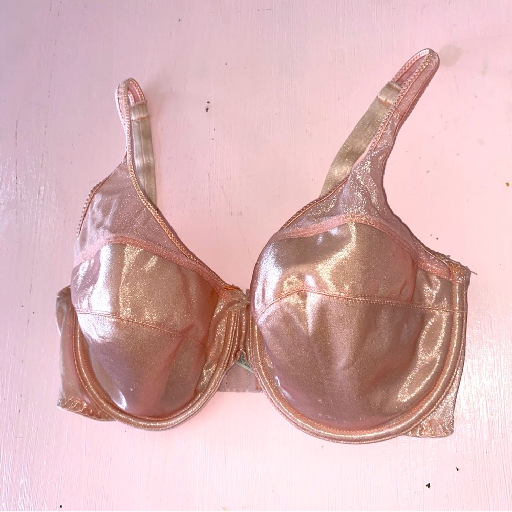 Vintage GLITTER Wonderbra Light Pink Sparkly Pastel Underwire Demi 36C Rare